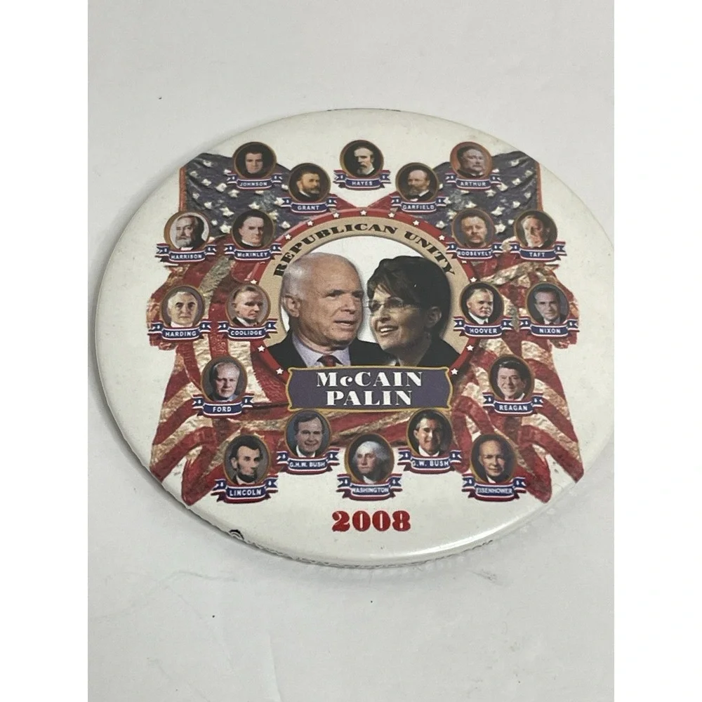 2008 JOHN MCCAIN SARAH PALIN campaign pin pinback button political presidential